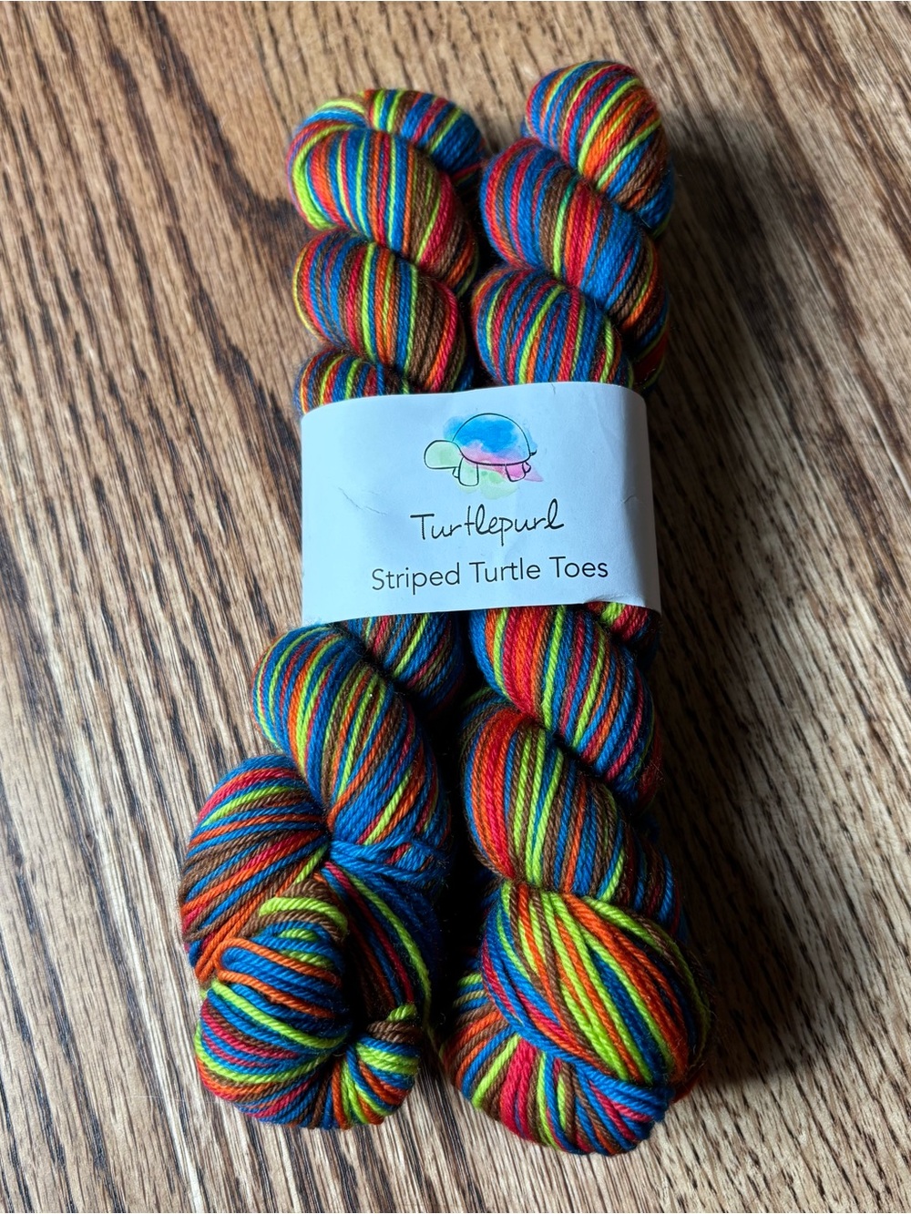 Turtlepurl Striped Turtle Toes Hand-Dyed Yarn - Rainbow Wool Knit Self Striping